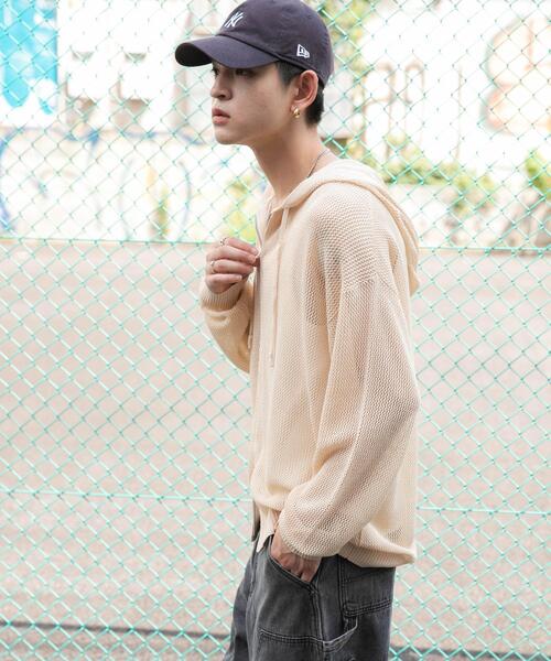 WEGO(ウィゴー)の「WEGO/メッシュニットZIPパーカー(カーディガン/ボレロ・メンズ・アイボリー/ブラック・MEDIUM/LARGE)」の14枚目の写真