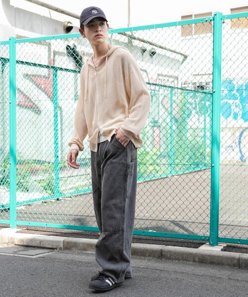 WEGO(ウィゴー)の「WEGO/メッシュニットZIPパーカー(カーディガン/ボレロ・メンズ・アイボリー/ブラック・MEDIUM/LARGE)」の12枚目の写真