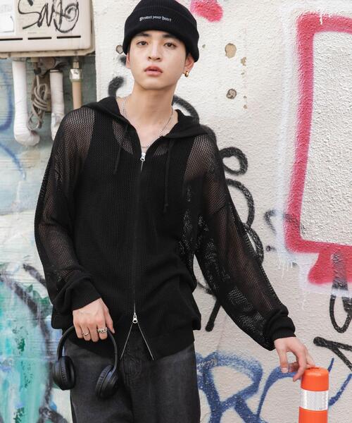 WEGO(ウィゴー)の「WEGO/メッシュニットZIPパーカー(カーディガン/ボレロ・メンズ・アイボリー/ブラック・MEDIUM/LARGE)」の11枚目の写真