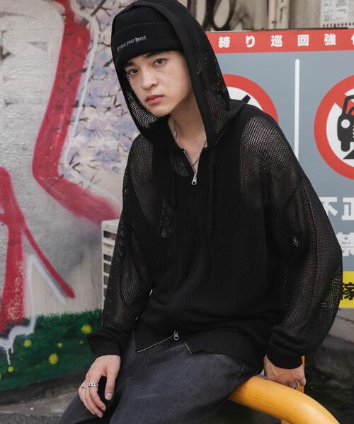 WEGO(ウィゴー)の「WEGO/メッシュニットZIPパーカー(カーディガン/ボレロ・メンズ・アイボリー/ブラック・MEDIUM/LARGE)」の10枚目の写真