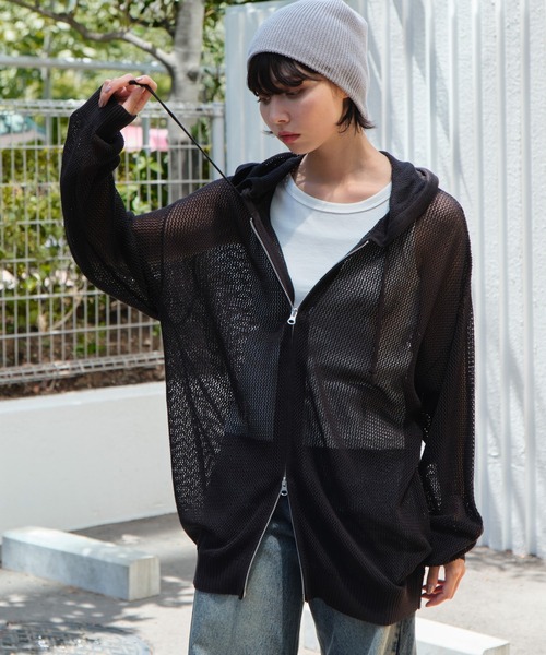 WEGO(ウィゴー)の「WEGO/メッシュニットZIPパーカー(カーディガン/ボレロ・メンズ・アイボリー/ブラック・MEDIUM/LARGE)」の17枚目の写真