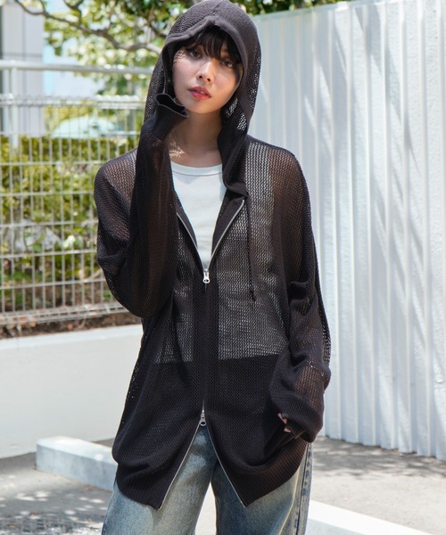 WEGO(ウィゴー)の「WEGO/メッシュニットZIPパーカー(カーディガン/ボレロ・メンズ・アイボリー/ブラック・MEDIUM/LARGE)」の18枚目の写真