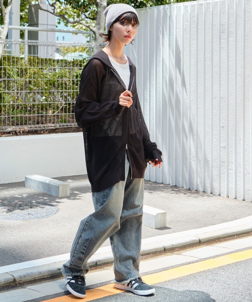 WEGO(ウィゴー)の「WEGO/メッシュニットZIPパーカー(カーディガン/ボレロ・メンズ・アイボリー/ブラック・MEDIUM/LARGE)」の19枚目の写真