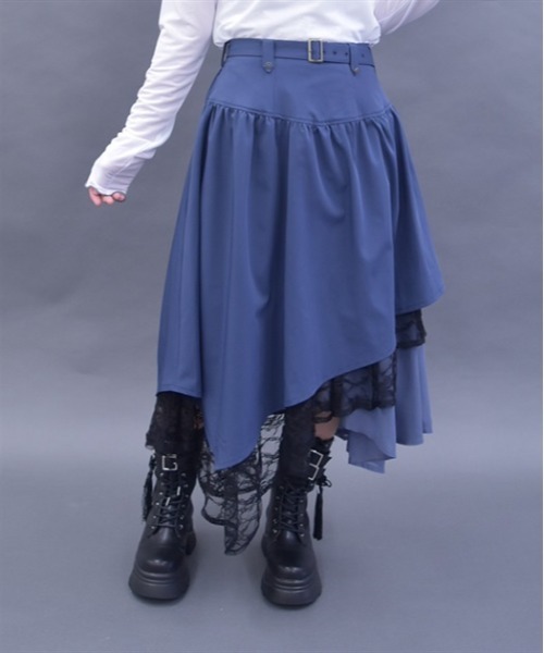 axes femme POETIQUE(アクシーズファムポエティック)の「ベルト付イレヘムロングスカート(スカート・レディース・ブラック/ブルー/パープル・MEDIUM)」の3枚目の写真