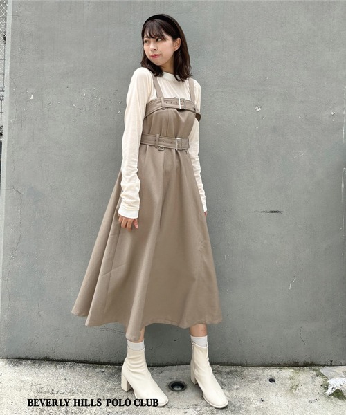 NICOLE CLUB（ニコル　クラブ）の「ダブルベルテッドジャンパースカート（ジャンパースカート・レディース・ブラック/ベージュ/チャコール・MEDIUM）」の22枚目の写真