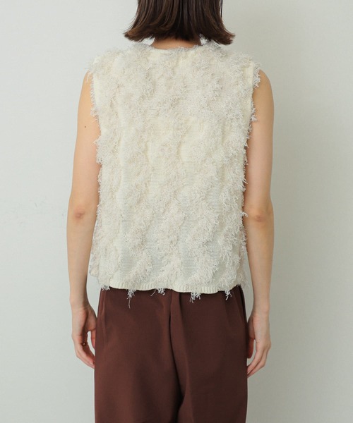 SENSE OF PLACE by URBAN RESEARCH(センスオブプレイスバイアーバンリサーチ)の「テープヤーンフリンジベスト(ベスト・レディース・ブラック/アイボリー・ONE)」の12枚目の写真