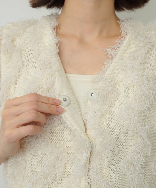 SENSE OF PLACE by URBAN RESEARCH(センスオブプレイスバイアーバンリサーチ)の「テープヤーンフリンジベスト(ベスト・レディース・ブラック/アイボリー・ONE)」の13枚目の写真