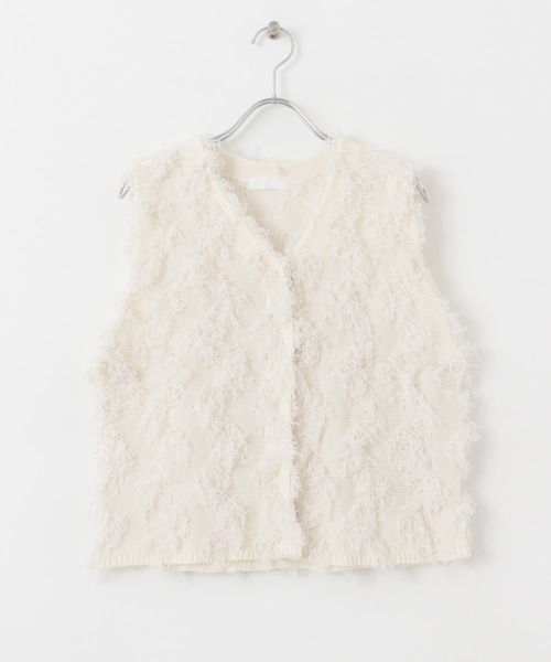 SENSE OF PLACE by URBAN RESEARCH(センスオブプレイスバイアーバンリサーチ)の「テープヤーンフリンジベスト(ベスト・レディース・ブラック/アイボリー・ONE)」の14枚目の写真