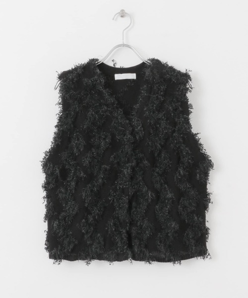 テープヤーン フリンジ Aライン ベスト ジャケット ベスト ジレ A28701 SENSE OF PLACE by URBAN RESEARCH（センスオブプレイスバイアーバン