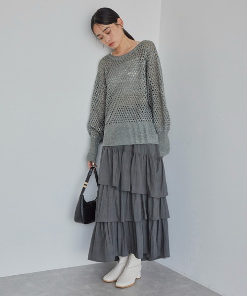 VIS（ビス）の「【洗える】アシメ段々ティアードスカート（スカート・レディース・チャコールグレー/ベージュ系その他・FREE）」の12枚目の写真