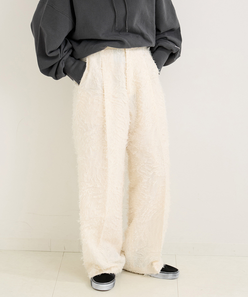 B.C STOCK(ベーセーストック)の「カットジャカードパンツ(スラックス・レディース・ブラック/アイボリー・SMALL/MEDIUM)」の1枚目の写真