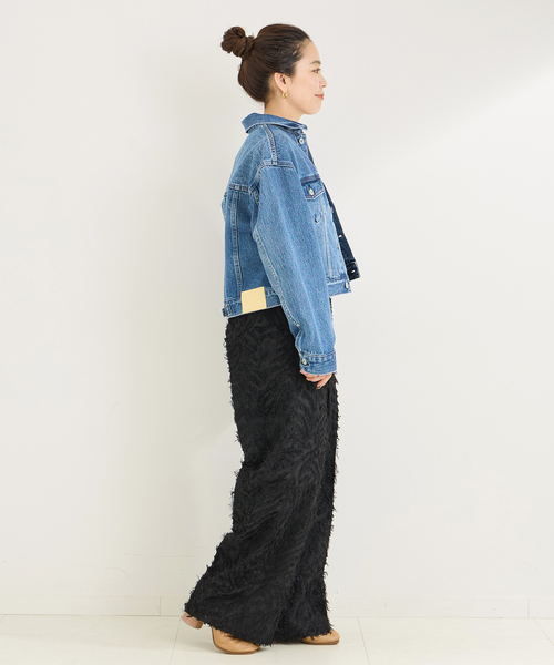 B.C STOCK(ベーセーストック)の「カットジャカードパンツ(スラックス・レディース・ブラック/アイボリー・SMALL/MEDIUM)」の7枚目の写真