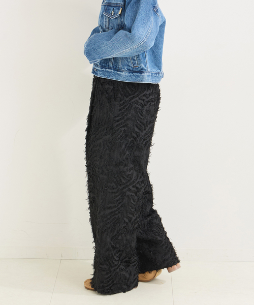 B.C STOCK(ベーセーストック)の「カットジャカードパンツ(スラックス・レディース・ブラック/アイボリー・SMALL/MEDIUM)」の8枚目の写真