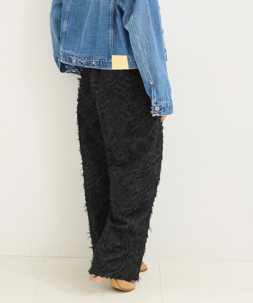 B.C STOCK(ベーセーストック)の「カットジャカードパンツ(スラックス・レディース・ブラック/アイボリー・SMALL/MEDIUM)」の9枚目の写真