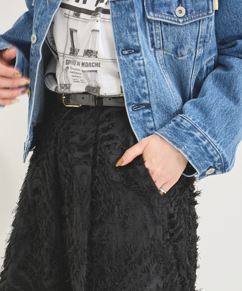 B.C STOCK(ベーセーストック)の「カットジャカードパンツ(スラックス・レディース・ブラック/アイボリー・SMALL/MEDIUM)」の10枚目の写真