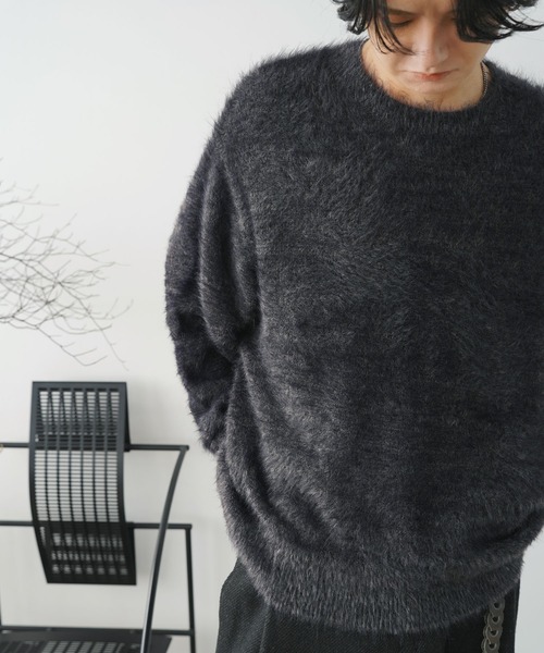 WYM LIDNM（ウィム バイ リドム）の「FEATHER SMOOTH MELANGE KNIT（ニット/セーター・メンズ・ブラウン/チャコール/ダークグレー/オリーブ系・S/M/L）」の18枚目の写真