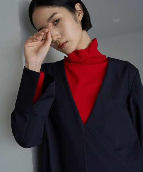 【セール】【洗える】ウールライク Vネックワンピース（ワンピース）｜UNFILO（アンフィーロ）