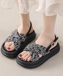 厚底サンダル クロスベルトサンダル 美脚