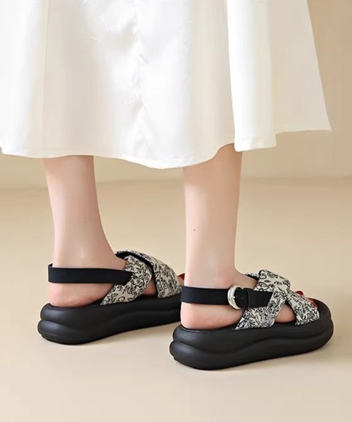 Miniministore(ミニミニストア)の「厚底サンダル クロスベルトサンダル 美脚(サンダル・レディース・ブラック/アイボリー・22.5cm/23.0cm/23.5cm/24.0cm/24.5cm/25.0cm)」の12枚目の写真