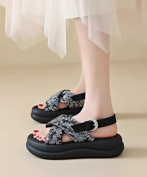 Miniministore(ミニミニストア)の「厚底サンダル クロスベルトサンダル 美脚(サンダル・レディース・ブラック/アイボリー・22.5cm/23.0cm/23.5cm/24.0cm/24.5cm/25.0cm)」の14枚目の写真