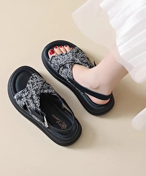 Miniministore(ミニミニストア)の「厚底サンダル クロスベルトサンダル 美脚(サンダル・レディース・ブラック/アイボリー・22.5cm/23.0cm/23.5cm/24.0cm/24.5cm/25.0cm)」の15枚目の写真