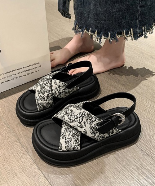 Miniministore(ミニミニストア)の「厚底サンダル クロスベルトサンダル 美脚(サンダル・レディース・ブラック/アイボリー・22.5cm/23.0cm/23.5cm/24.0cm/24.5cm/25.0cm)」の20枚目の写真