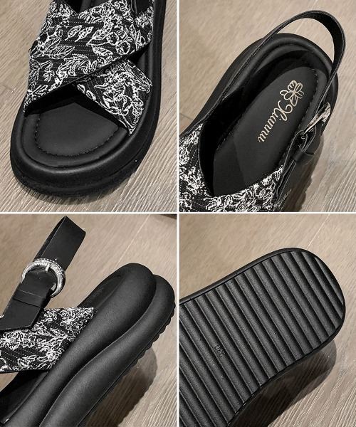 Miniministore(ミニミニストア)の「厚底サンダル クロスベルトサンダル 美脚(サンダル・レディース・ブラック/アイボリー・22.5cm/23.0cm/23.5cm/24.0cm/24.5cm/25.0cm)」の8枚目の写真