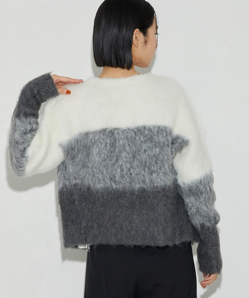 Firsthand（ファーストハンド）の「Firsthand/ファーストハンド リサイクルシャギーグラデーションZIPカーディガン / ジップカーデ（カーディガン/ボレロ・レディース・オフホワイト/サックスブルー/オレンジ・FREE）」の8枚目の写真