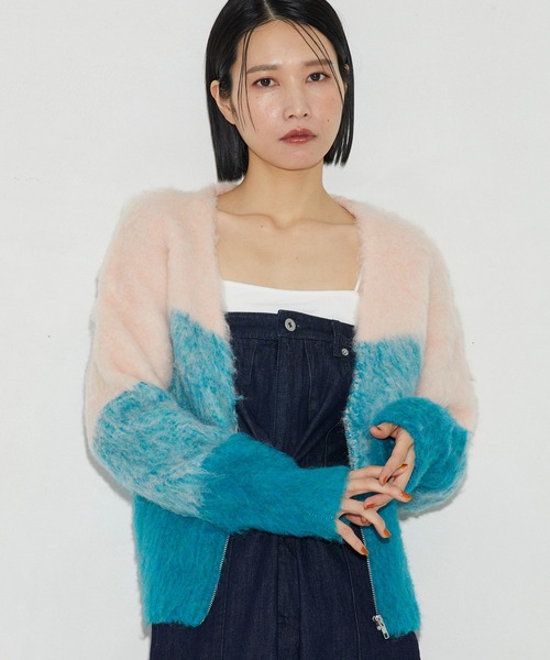 Firsthand（ファーストハンド）の「Firsthand/ファーストハンド リサイクルシャギーグラデーションZIPカーディガン / ジップカーデ（カーディガン/ボレロ・レディース・オフホワイト/サックスブルー/オレンジ・FREE）」の19枚目の写真