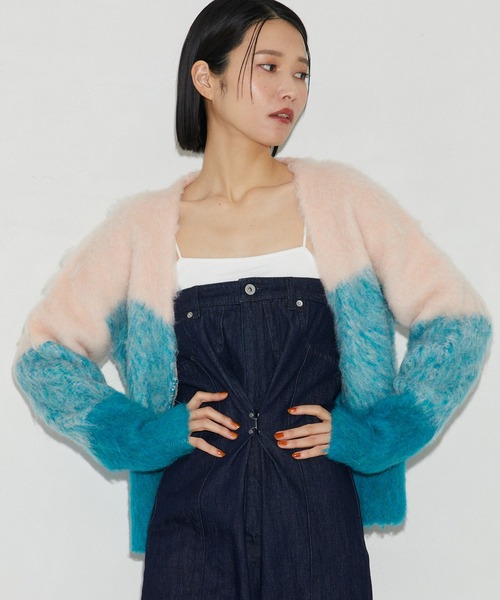 Firsthand（ファーストハンド）の「Firsthand/ファーストハンド リサイクルシャギーグラデーションZIPカーディガン / ジップカーデ（カーディガン/ボレロ・レディース・オフホワイト/サックスブルー/オレンジ・FREE）」の20枚目の写真