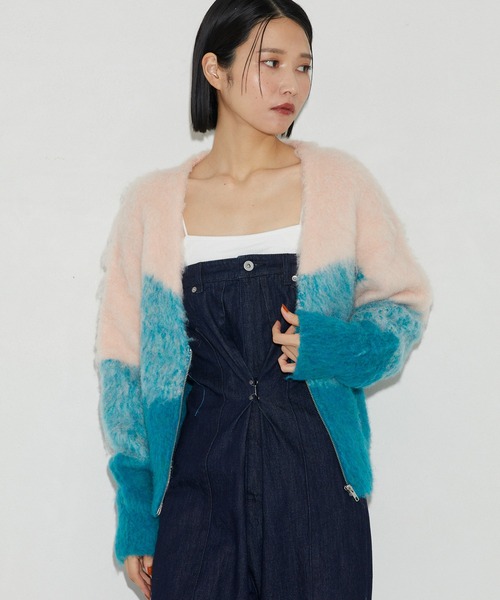 Firsthand（ファーストハンド）の「Firsthand/ファーストハンド リサイクルシャギーグラデーションZIPカーディガン / ジップカーデ（カーディガン/ボレロ・レディース・オフホワイト/サックスブルー/オレンジ・FREE）」の21枚目の写真