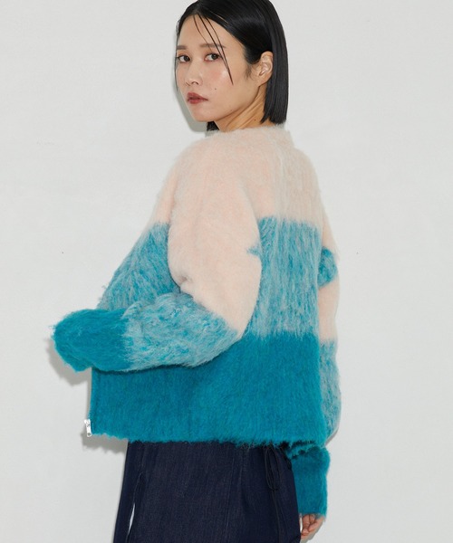 Firsthand（ファーストハンド）の「Firsthand/ファーストハンド リサイクルシャギーグラデーションZIPカーディガン / ジップカーデ（カーディガン/ボレロ・レディース・オフホワイト/サックスブルー/オレンジ・FREE）」の22枚目の写真