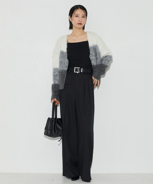 Firsthand（ファーストハンド）の「Firsthand/ファーストハンド リサイクルシャギーグラデーションZIPカーディガン / ジップカーデ（カーディガン/ボレロ・レディース・オフホワイト/サックスブルー/オレンジ・FREE）」の13枚目の写真