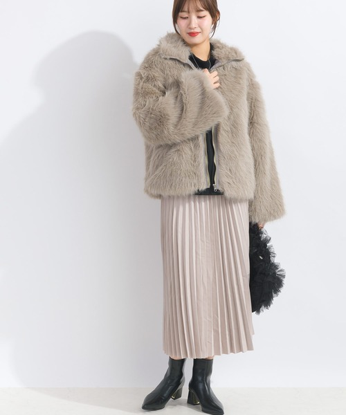 PICCIN(ピッチン)の「【WEB限定】フェイクファージャケット(その他アウター・レディース・グレイッシュベージュ/チャコールグレー・M)」の14枚目の写真
