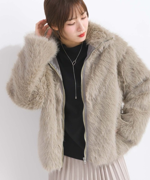 PICCIN(ピッチン)の「【WEB限定】フェイクファージャケット(その他アウター・レディース・グレイッシュベージュ/チャコールグレー・M)」の10枚目の写真