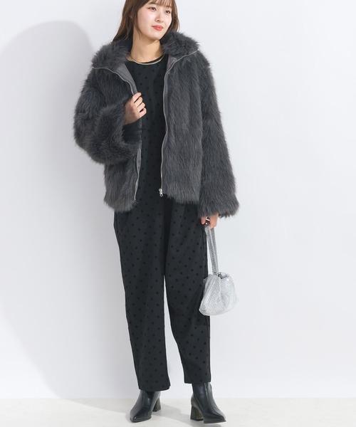 PICCIN(ピッチン)の「【WEB限定】フェイクファージャケット(その他アウター・レディース・グレイッシュベージュ/チャコールグレー・M)」の7枚目の写真