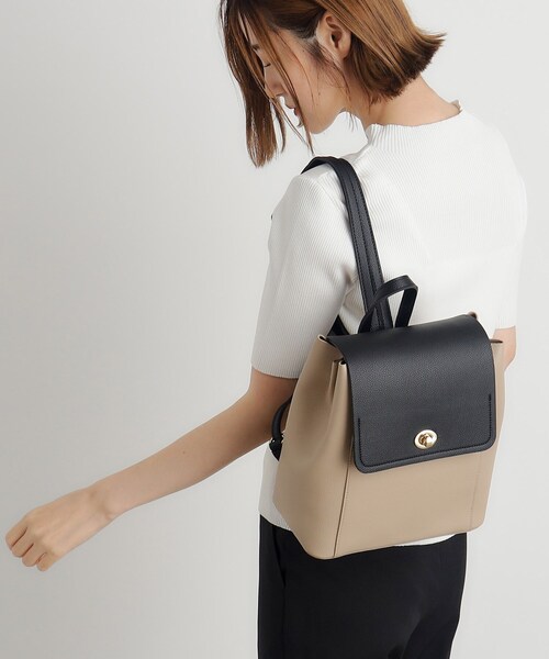 grove（グローブ）の「◆合成皮革中仕切りリュック（バックパック/リュック・レディース・ブラック/ベージュ系8/ライトグレー/ダークグレー・00）」の4枚目の写真