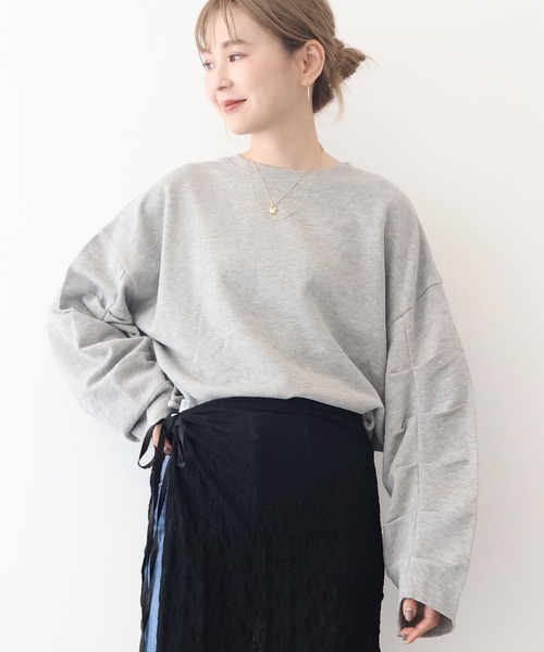 AMERICAN HOLIC(アメリカンホリック)の「ミニ裏毛タックスリーブショートプルオーバー2(Tシャツ/カットソー・レディース・グレー系その他・M/L)」の11枚目の写真