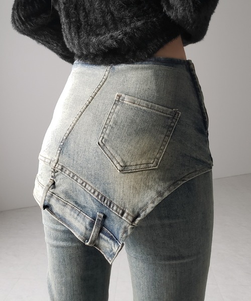 me+em select(ミームセレクト)の「※※【 2color / 4size 】レイヤードウエストヴィンテージフレアデニム /layered waist vintage flare denim(デニムパンツ・レディース・ブラック/ブルー・SMALL/MEDIUM/LARGE/X-LARGE)」の6枚目の写真
