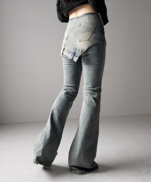 me+em select(ミームセレクト)の「※※【 2color / 4size 】レイヤードウエストヴィンテージフレアデニム /layered waist vintage flare denim(デニムパンツ・レディース・ブラック/ブルー・SMALL/MEDIUM/LARGE/X-LARGE)」の10枚目の写真