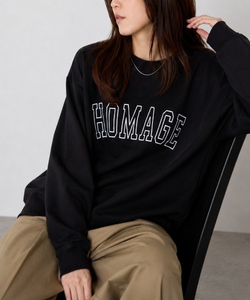 TRIANGLE PALETTE（トライアングルパレット）の「オーバーサイズ カレッジ風ロゴスウェット/トレーナー（スウェット・レディース・ネイビー/ホワイト/グレー/ブラック・FREE）」の17枚目の写真