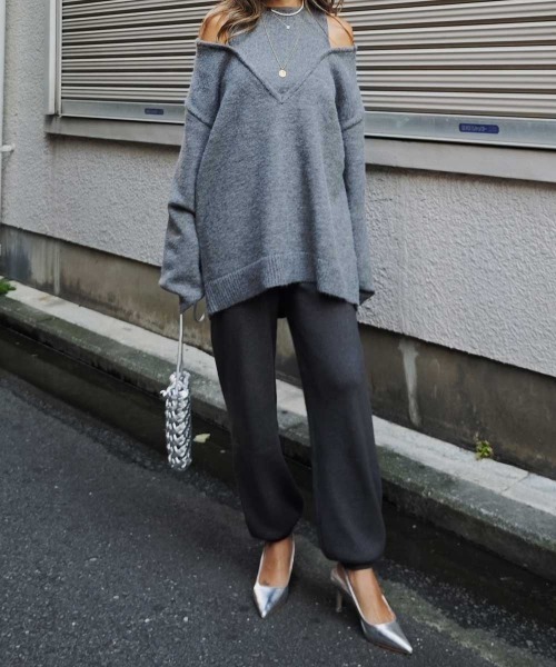 esutoreja(エストレジャ)の「ニットジョガーパンツ(その他パンツ・レディース・ブラック/グレー/ブラウン/チャコール・FREE)」の7枚目の写真
