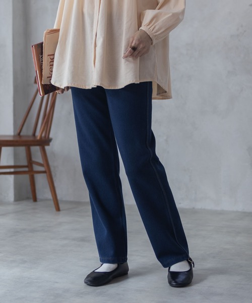 NAVY(ネイビー)の「nAvy あったか 温℃ 裏起毛ストレートパンツ(その他パンツ・レディース・ワンウォッシュ/ブルー/ブラック/チェック・S/M/L/XL)」の3枚目の写真
