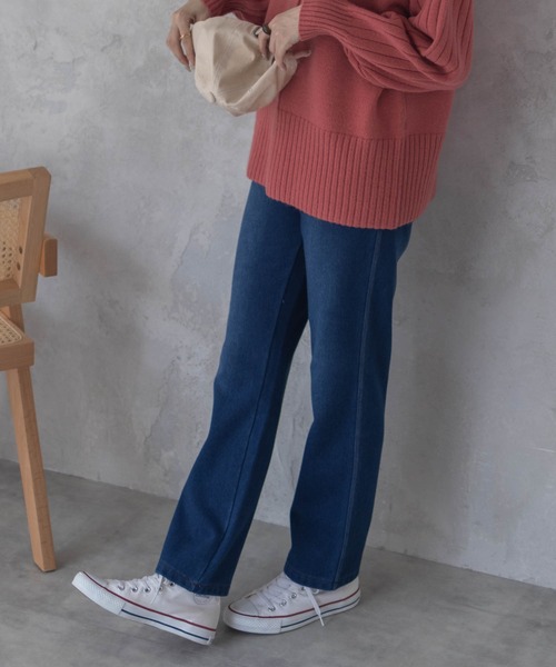 NAVY(ネイビー)の「nAvy あったか 温℃ 裏起毛ストレートパンツ(その他パンツ・レディース・ワンウォッシュ/ブルー/ブラック/チェック・S/M/L/XL)」の2枚目の写真