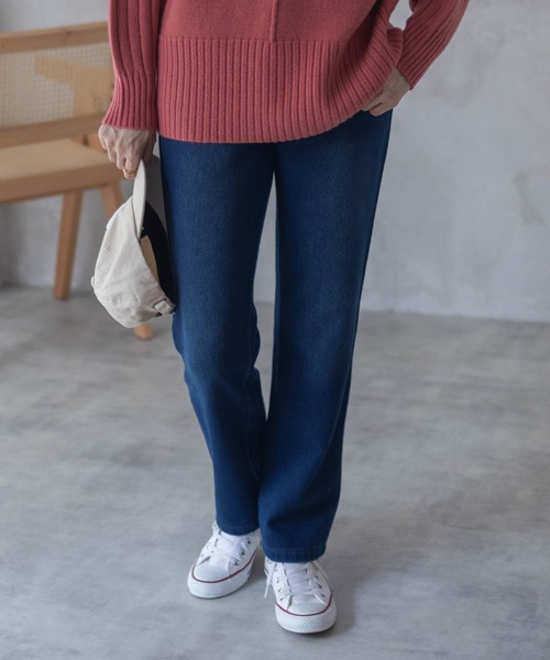 NAVY(ネイビー)の「nAvy あったか 温℃ 裏起毛ストレートパンツ(その他パンツ・レディース・ワンウォッシュ/ブルー/ブラック/チェック・S/M/L/XL)」の11枚目の写真