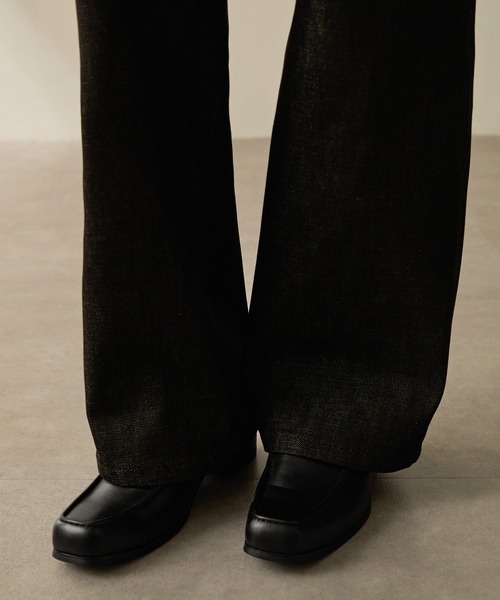 CALLNE】Squaretoe Real Leather Heel Loafer / スクエアトゥリアル