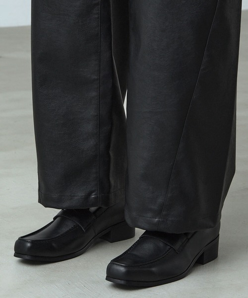 CALLNE】Squaretoe Real Leather Heel Loafer / スクエアトゥリアル