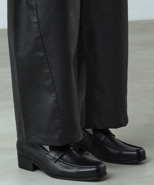 CALLNE】Squaretoe Real Leather Heel Loafer / スクエアトゥリアル