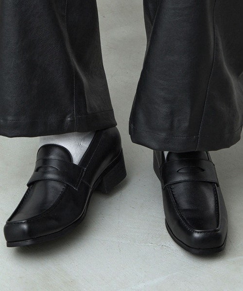 CALLNE】Squaretoe Real Leather Heel Loafer / スクエアトゥリアル