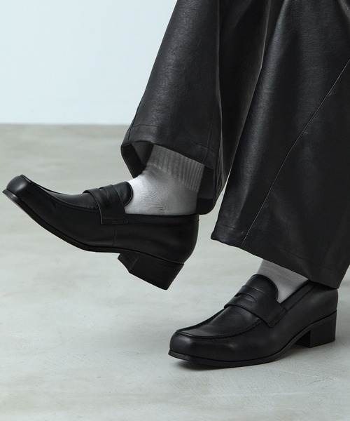 CALLNE】Squaretoe Real Leather Heel Loafer / スクエアトゥリアル